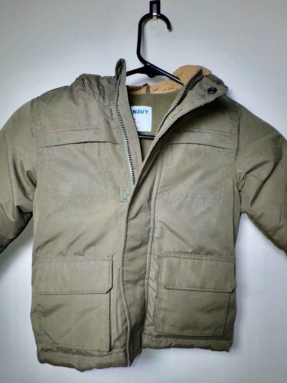 Old Navy Olive Green Men's Hooded Puffer Jacket